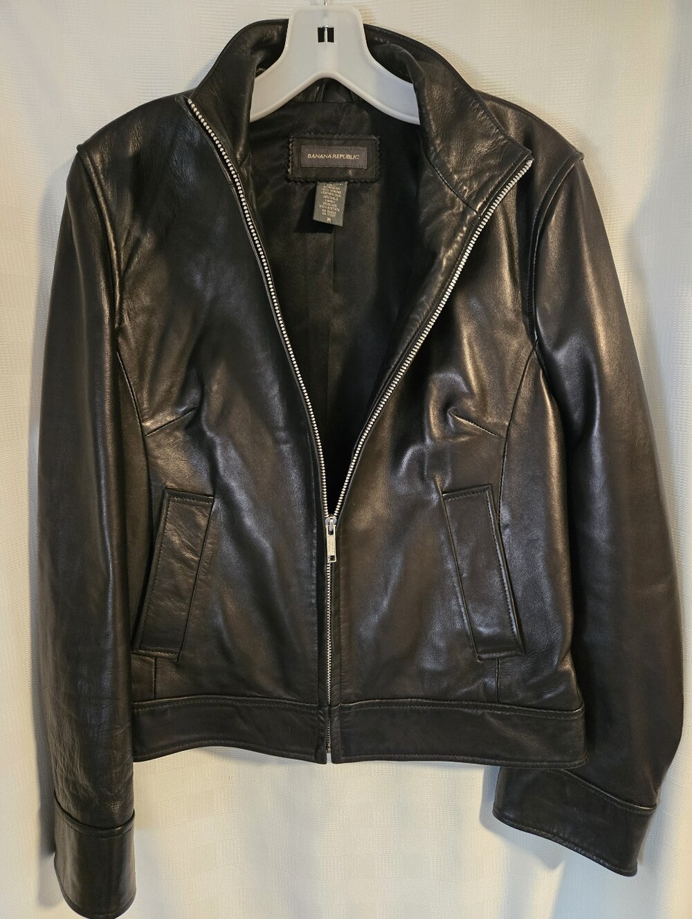 Banana Republic Black Leather Zip-Up Jacket